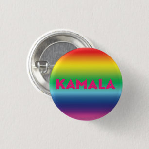 Kamala pink typography rainbow gradient pattern 3 cm round badge