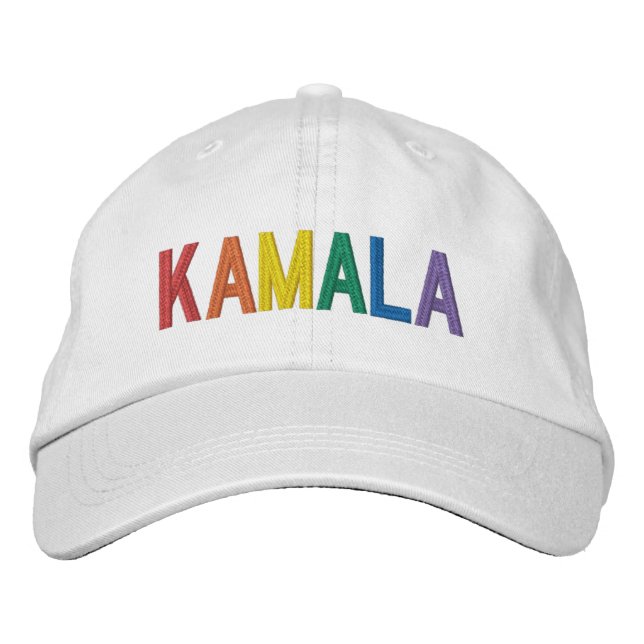 Kamala rainbow typography lgbt gay pride embroidered hat (Front)