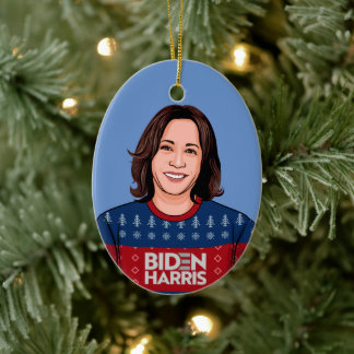 Kamala Ugly Sweater Biden Harris Ceramic Tree Decoration