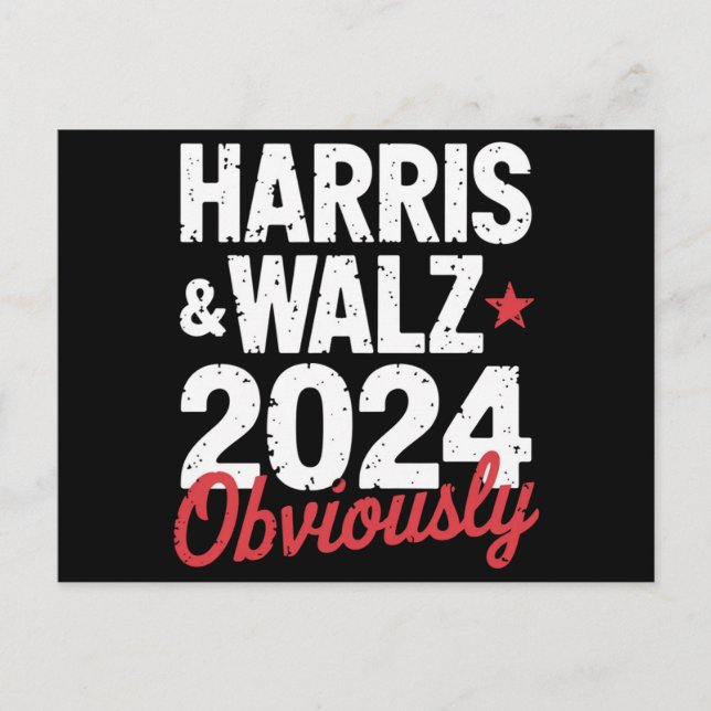 Kamala Walz Obviously 2024 Harris Waltz 2024  Postcard (Front)