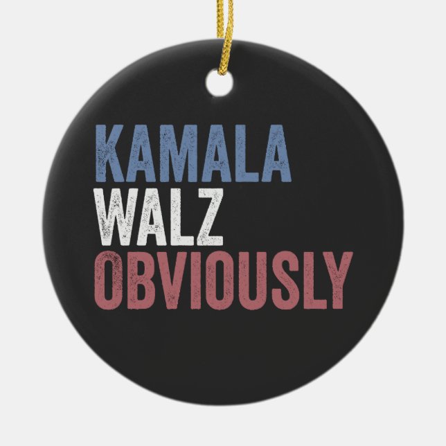 Kamala Walz Obviously Election Day 2024  Ceramic Tree Decoration (Front)