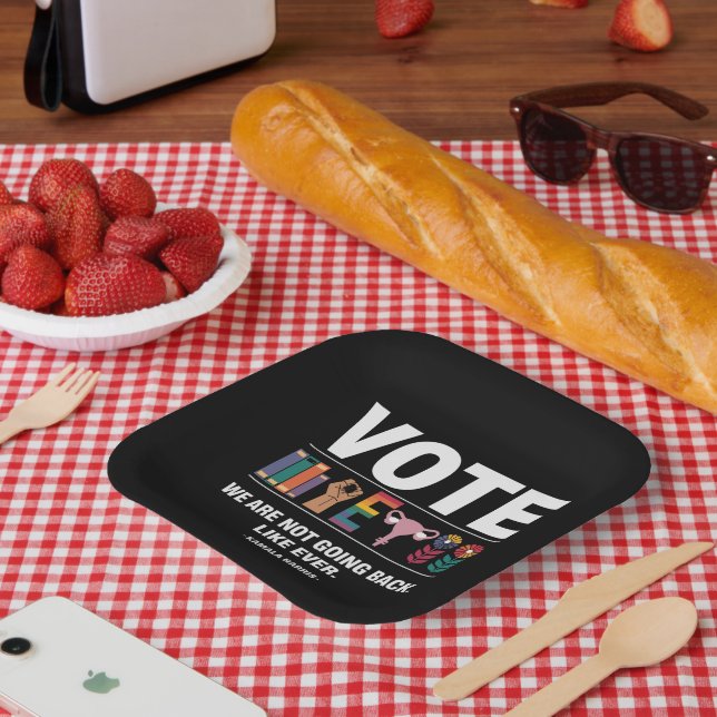 Kamala We Are Not Going Back Like Ever Feminist  Paper Plate (Picnic)