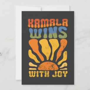 Kamala Wins with Joy Retro Boho Harris Walz Invitation