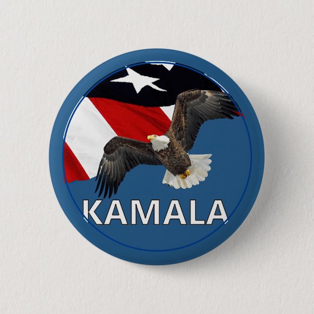 Kamala With Eagle and Flag 6 Cm Round Badge (Front)