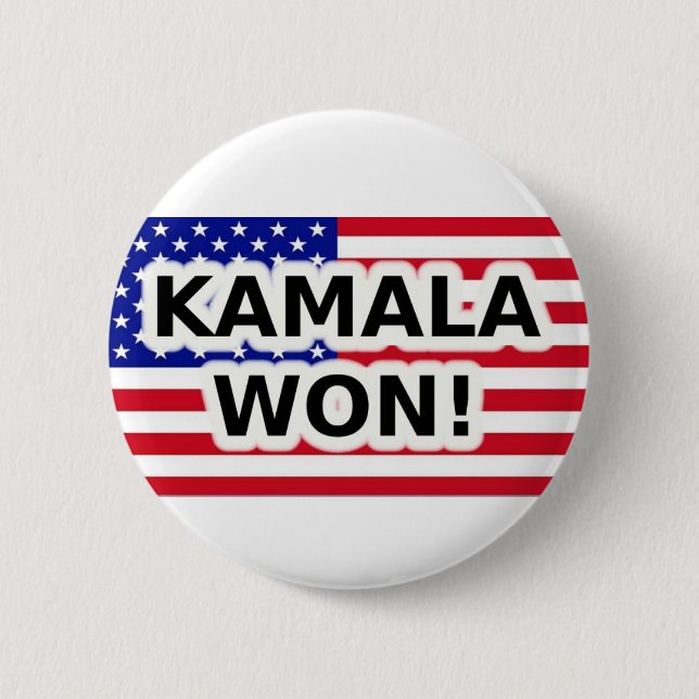 KAMALA WON! 6 CM ROUND BADGE (Front)
