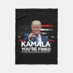 Kamala You're Fired Funny President Trump Laughing Fleece Blanket