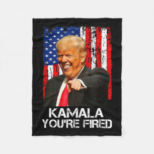 Kamala You're Fired Funny President Trump Laughing Fleece Blanket