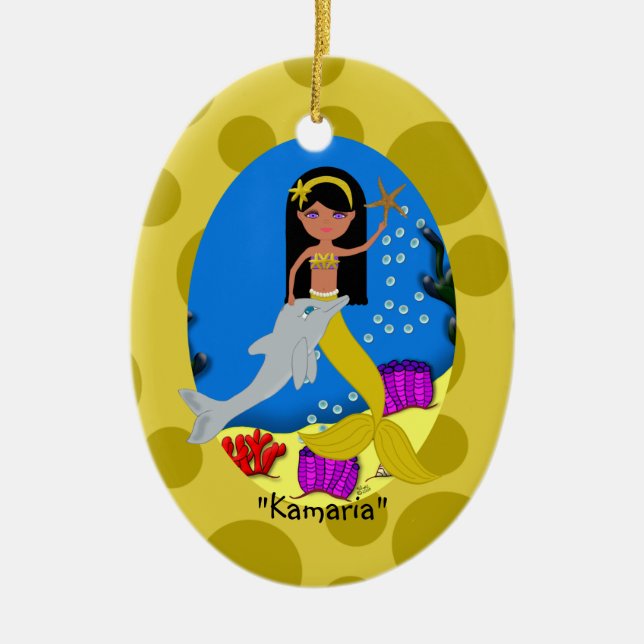 Kamaria Gold Mermaid Ornament (Front)
