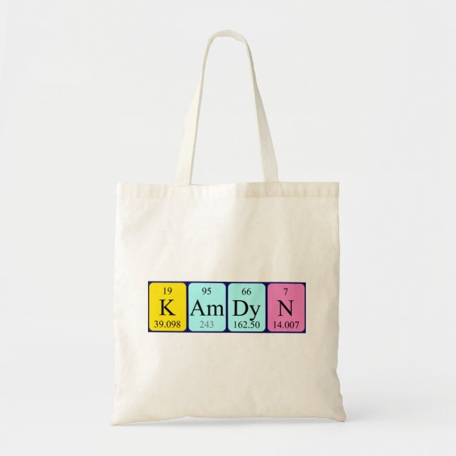 Kamdyn periodic table name tote bag (Front)