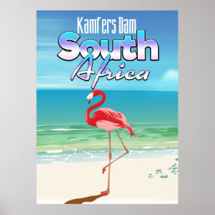 Kamfers Dam South Flamingo African travel poster