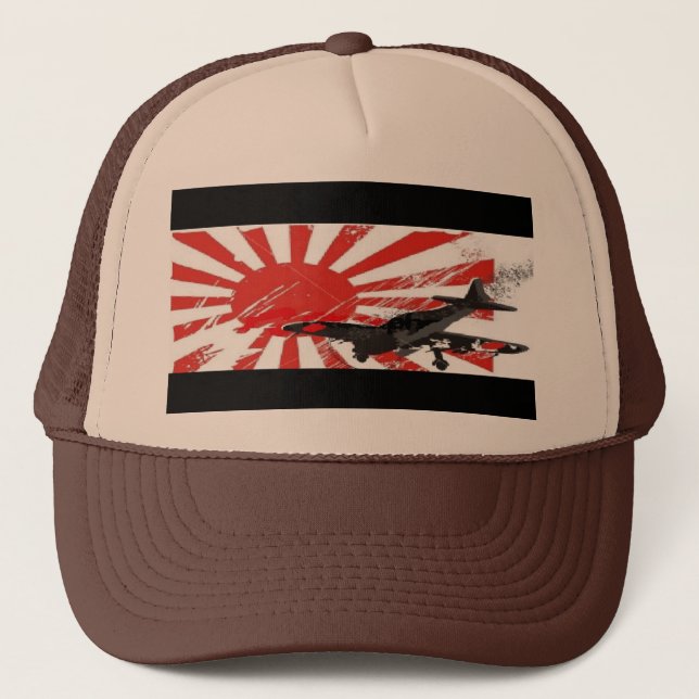 Kamikaze Bomber Rising Sun Japanese Flag Hat (Front)
