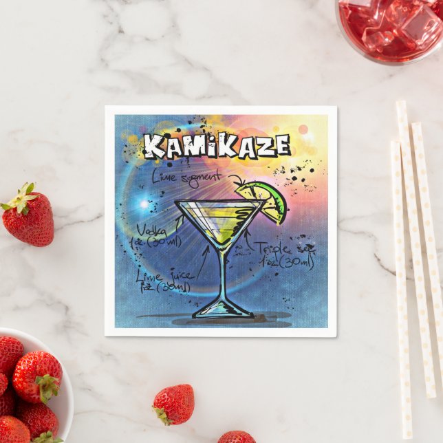 Kamikaze Cocktail (#3 of 12 Drink Recipe Sets) Napkin (Insitu)