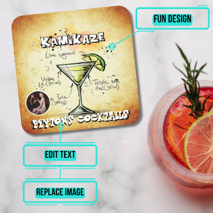 Kamikaze Cocktail Party Square Paper Coaster
