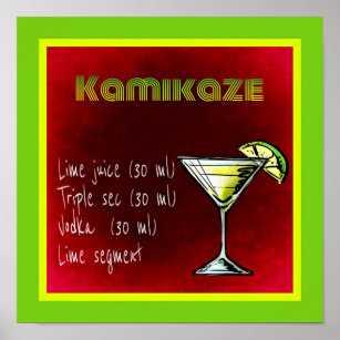 Kamikaze Drink Cocktail Recipe Poster