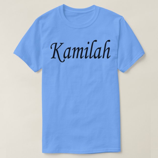 Kamilah black name lettering text T-Shirt (Design Front)