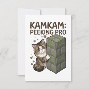 KAMKAM Peeking Pro Funny Pixel Block Cat Art Thank You Card