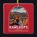Kamloops Canada Travel Art Vintage Ceramic Ornament<br><div class="desc">Kamloops retro vector travel design. Copenhagen,  Kamloops is a Canadian city in British Columbia,  where the North and South Thompson rivers meet.</div>