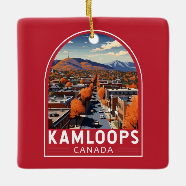 Kamloops Canada Travel Art Vintage Ceramic Ornament (Front)