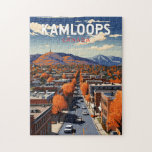Kamloops Canada Travel Art Vintage Jigsaw Puzzle<br><div class="desc">Kamloops retro vector travel design. Copenhagen,  Kamloops is a Canadian city in British Columbia,  where the North and South Thompson rivers meet.</div>
