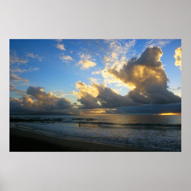 Kamole Beach Thunderstorm Sunset Poster (Front)