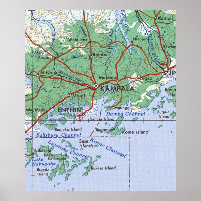 Kampala Uganda Vintage Map Poster (Front)