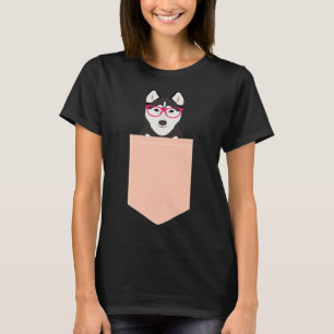 Kamri  Siberian Husky With Pink Hipster Glasses Cu T-Shirt