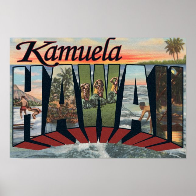 Kamuela, Hawaii - Large Letter Scenes Poster (Front)