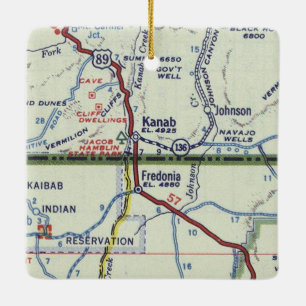 Kanab Utah Retro Map Ceramic Ornament