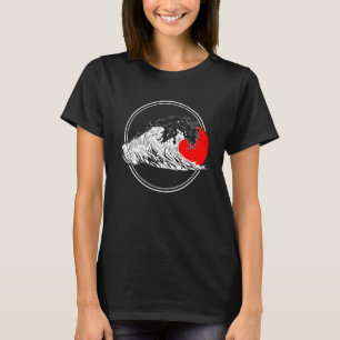 Kanagawa Japanese Great Wave Red Moon T-Shirt