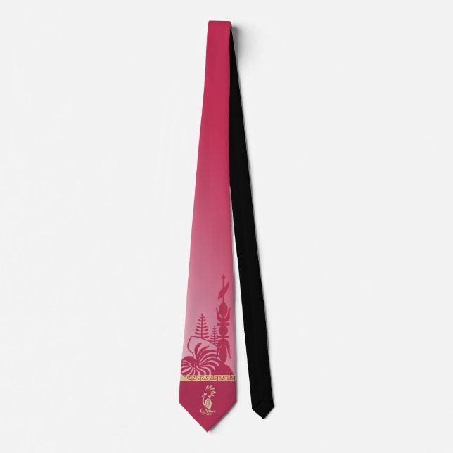 Kanak arrowhead neckline. Raspberry red. Tie (Front)