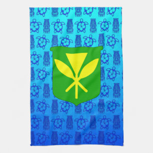 Kanaka Maoli Blue Tiki Tea Towel