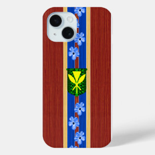 Kanaka Maoli Fake Wood Surfboard iPhone 15 Case