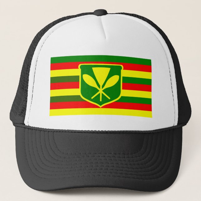 Kanaka Maoli - Native Hawaiian Flag Trucker Hat (Front)