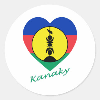 Kanaky Flag Heart Classic Round Sticker
