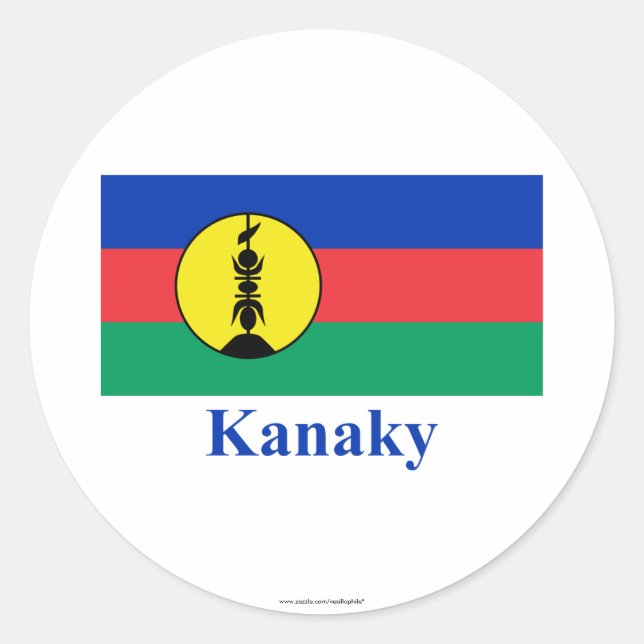 Kanaky Flag with Name Classic Round Sticker (Front)