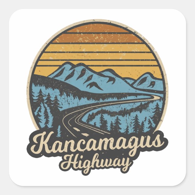 Kancamagus Highway New Hampshire Retro Square Sticker (Front)