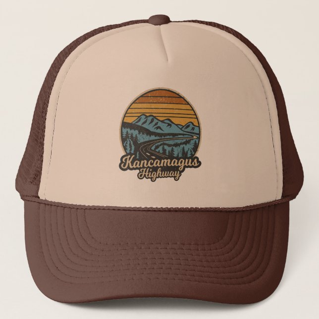 Kancamagus Highway New Hampshire Retro Trucker Hat (Front)