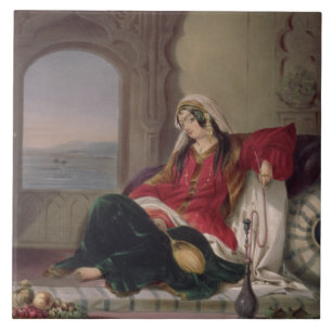 Kandahar Lady of Rank, Engaged in Smoking, plate 2 Tile