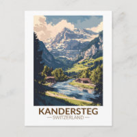 Kandersteg Switzerland Painterly Travel Art Retro