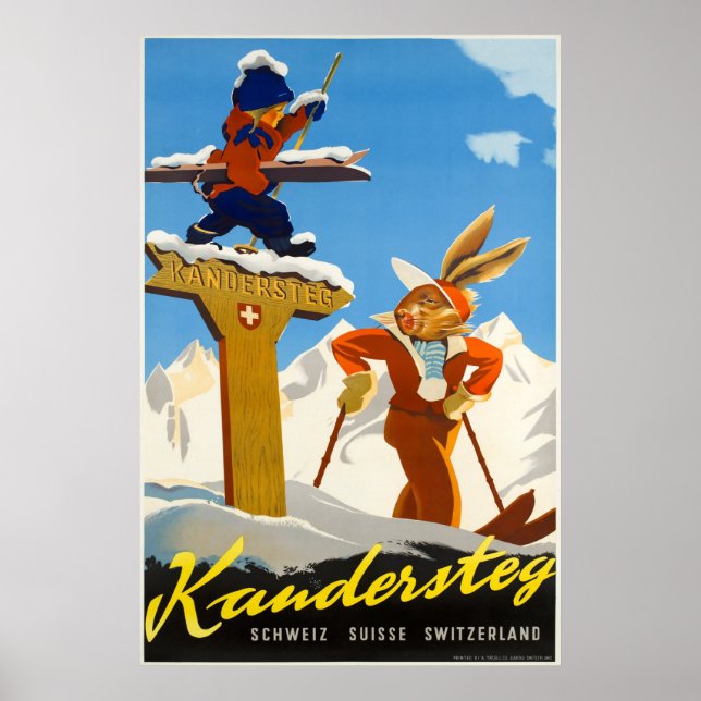 Kandersteg, Switzerland, Ski Travel Poster (Front)
