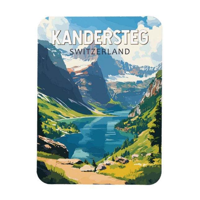 Kandersteg Switzerland Travel Art Vintage Magnet (Vertical)