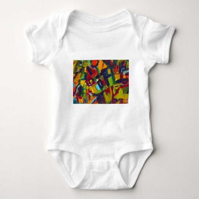 Kandinsky 304 Colourful Abstract Artwork Baby Bodysuit (Front)