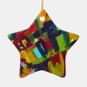 Kandinsky 304 Colourful Abstract Artwork Ceramic Tree Decoration