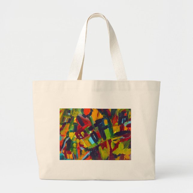 Kandinsky 304 Colourful Abstract Artwork Large Tote Bag (Front)