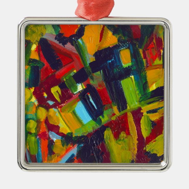 Kandinsky 304 Colourful Abstract Artwork Metal Tree Decoration (Front)