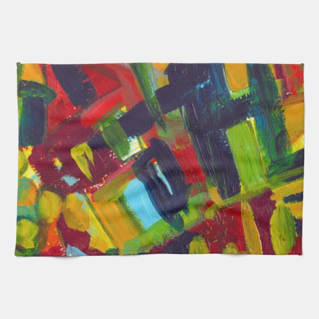 Kandinsky 304 Colourful Abstract Artwork Tea Towel (Horizontal)
