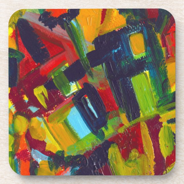 Kandinsky '304' Colourful Abstract Painting Coaster (Front)