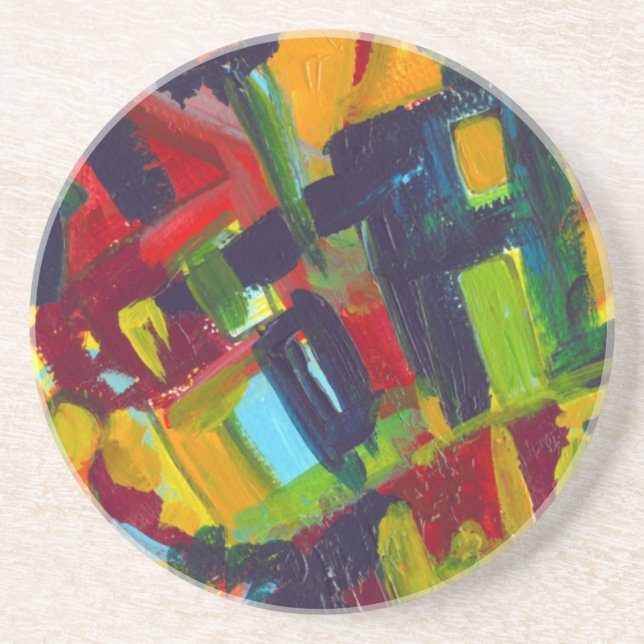 Kandinsky '304' Colourful Abstract Painting Coaster (Front)
