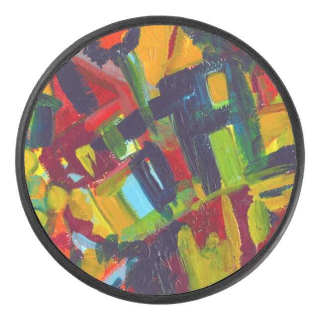 Kandinsky '304' Colourful Abstract Painting Hockey Puck (Front)