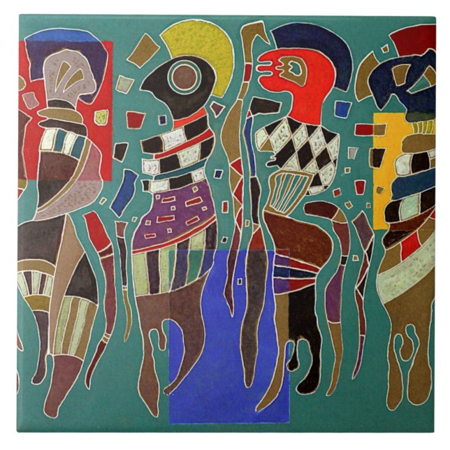 Kandinsky - 4 figures on 3 squares tile (Front)